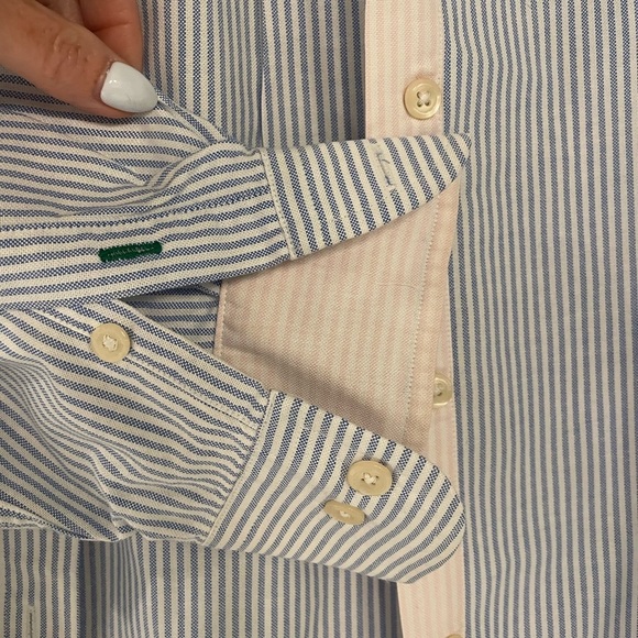 Vintage Tommy Hilfiger Blue and White Stripe Cotton Button Down Shirt, Size 12 - Picture 4 of 6